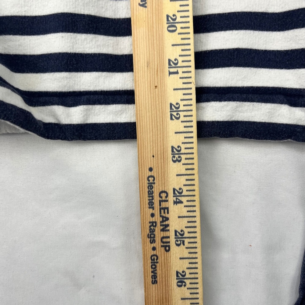 Anne Klein Nautical Boat Neck Striped Navy Blue White Drawstring Hem‎ Sweatshirt - Picture 4 of 6
